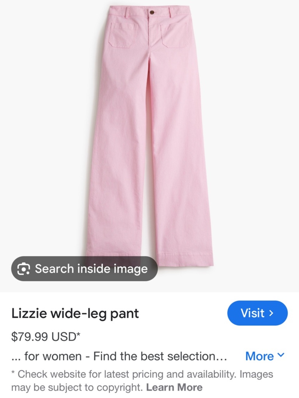 J. Crew Pink High-Rise Wide-Leg Pants